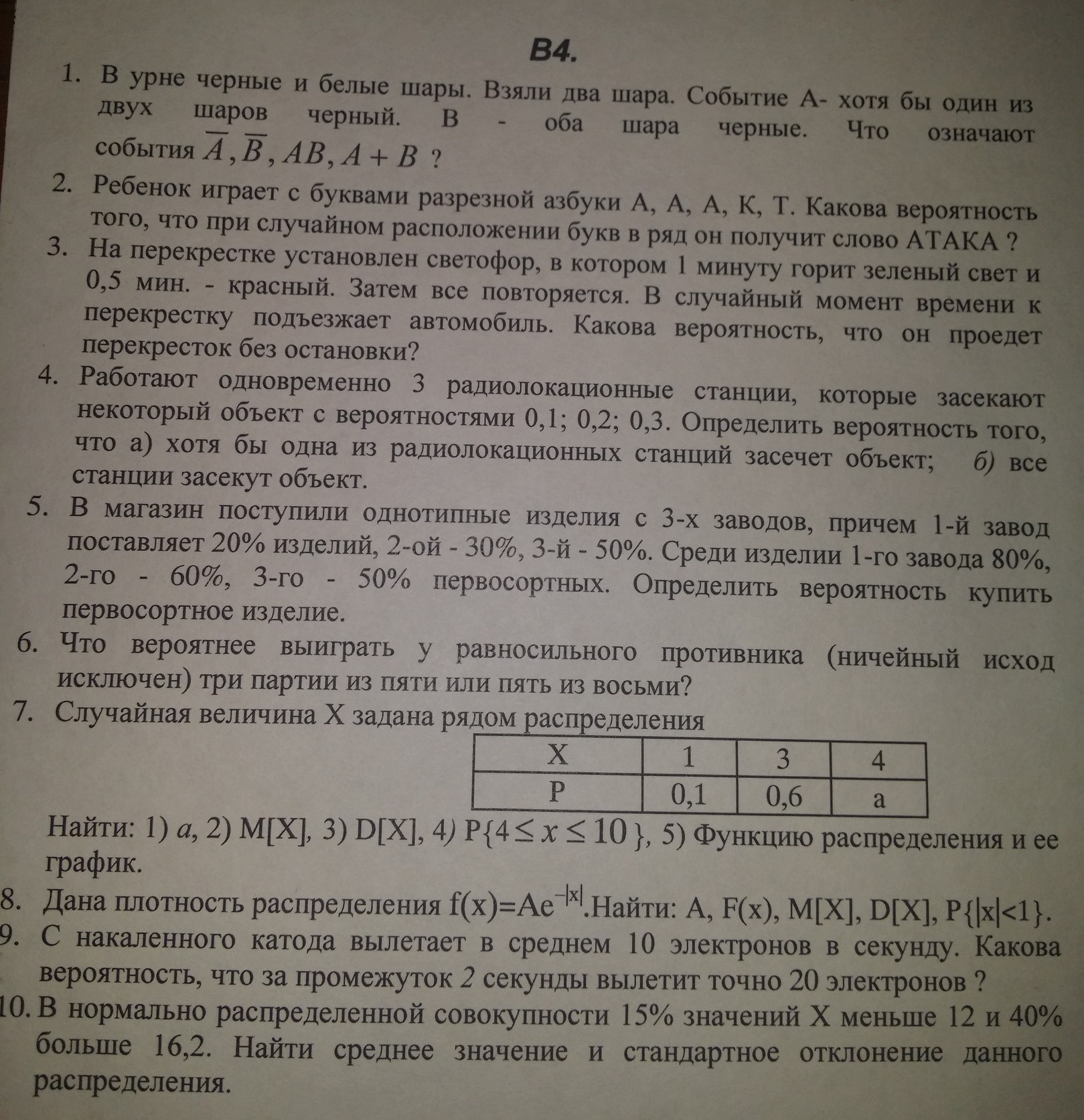 Готовые типовые расчеты по теории вероятности СПбГМТУ